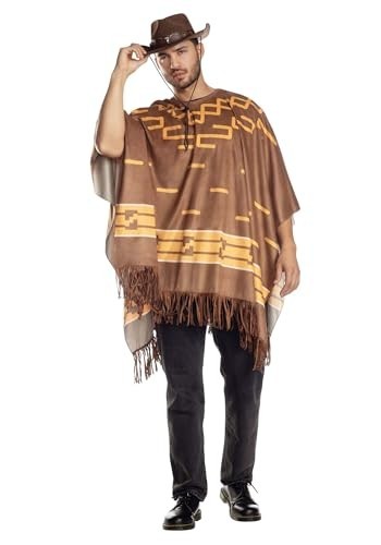 Brown Cowboy Poncho – Western – Costume Accessory – Adult One Size