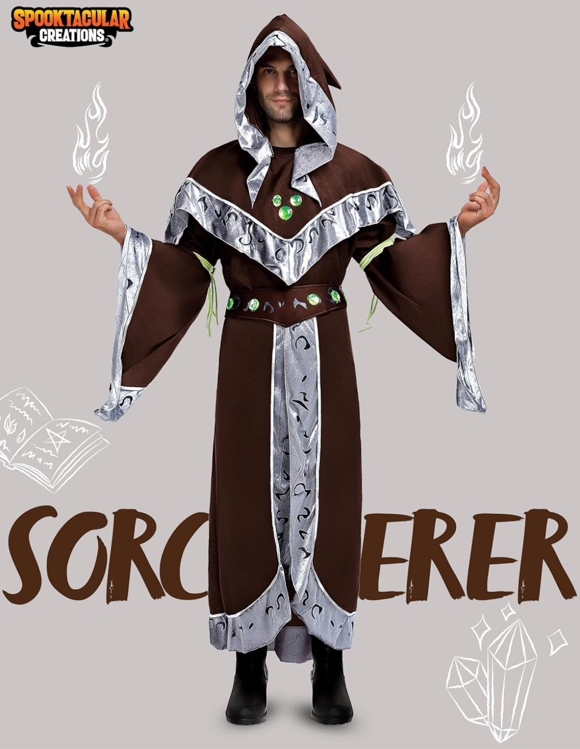 Adult Mystical Sorcerer Medieval Warlock Halloween Cosplay Costume Sz Medium