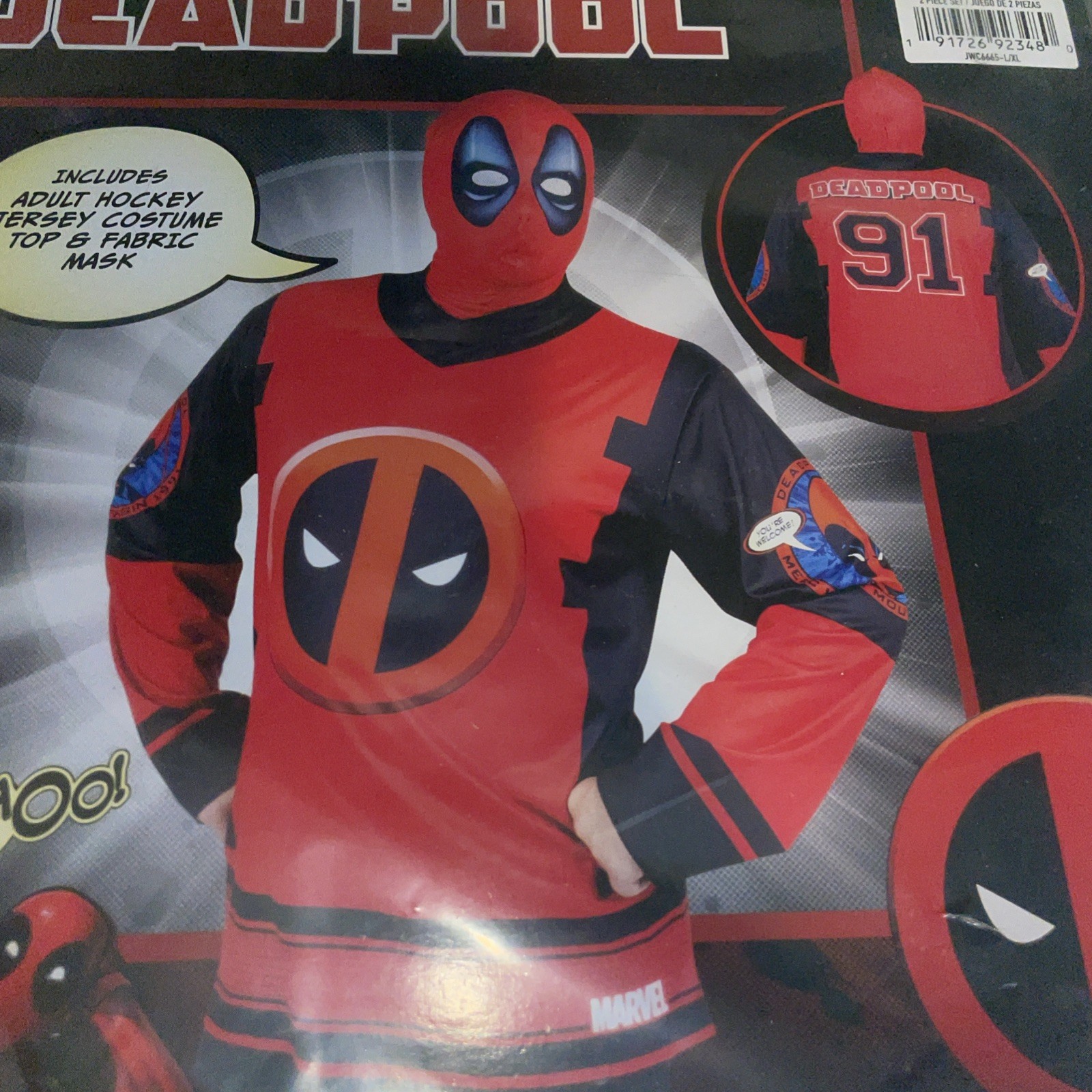Jazwares Deadpool Hockey Jersey Halloween Costume Adult Unisex L/XL New