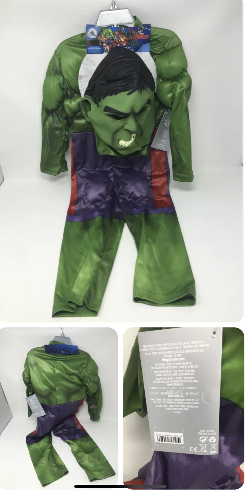 Disney Store Marvel Incredible HULK Avengers Costume Child Size 9/10 Halloween