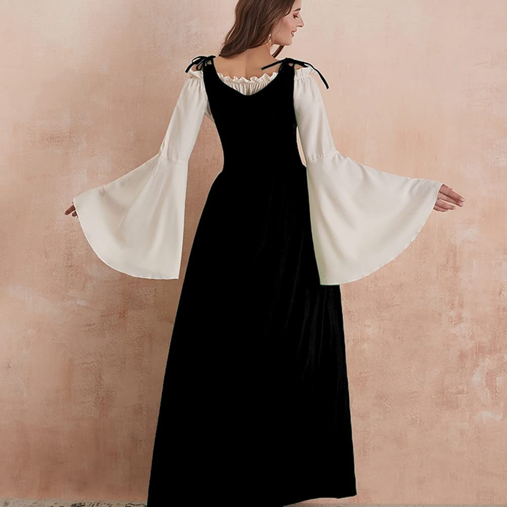 Womens’s Medieval Renaissance Costume Cosplay Chemise and Over Dress 2X-large…