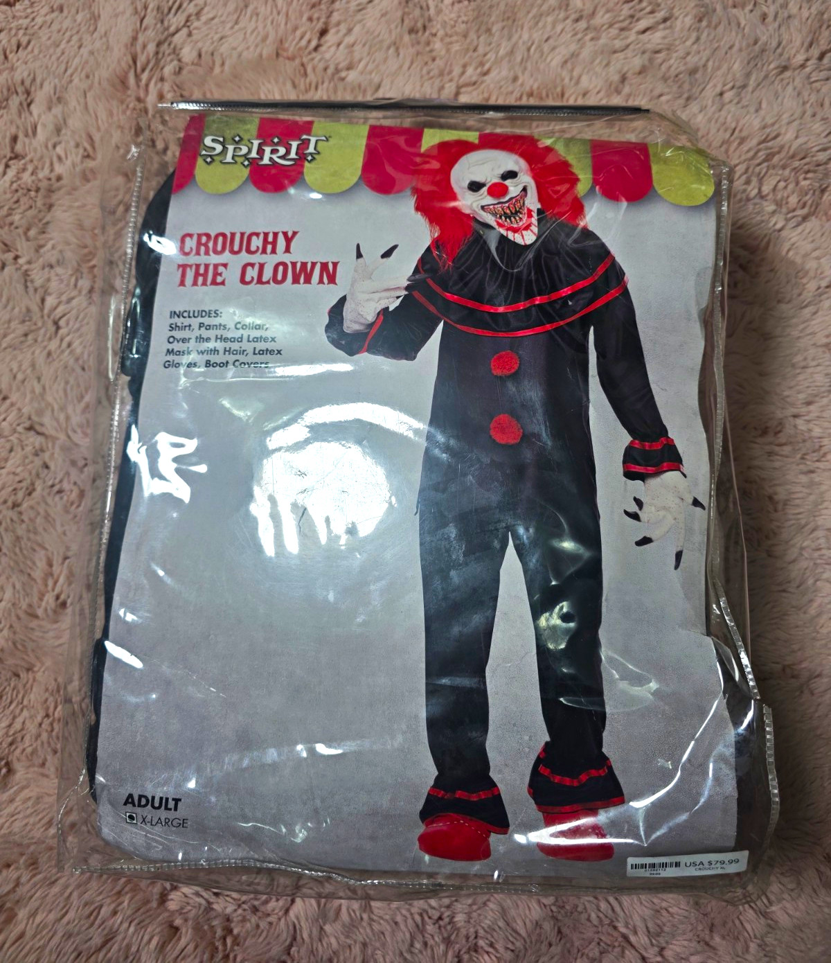 Spirit Crouchy the Clown Adult Costume XL Complete Outfit Polyester