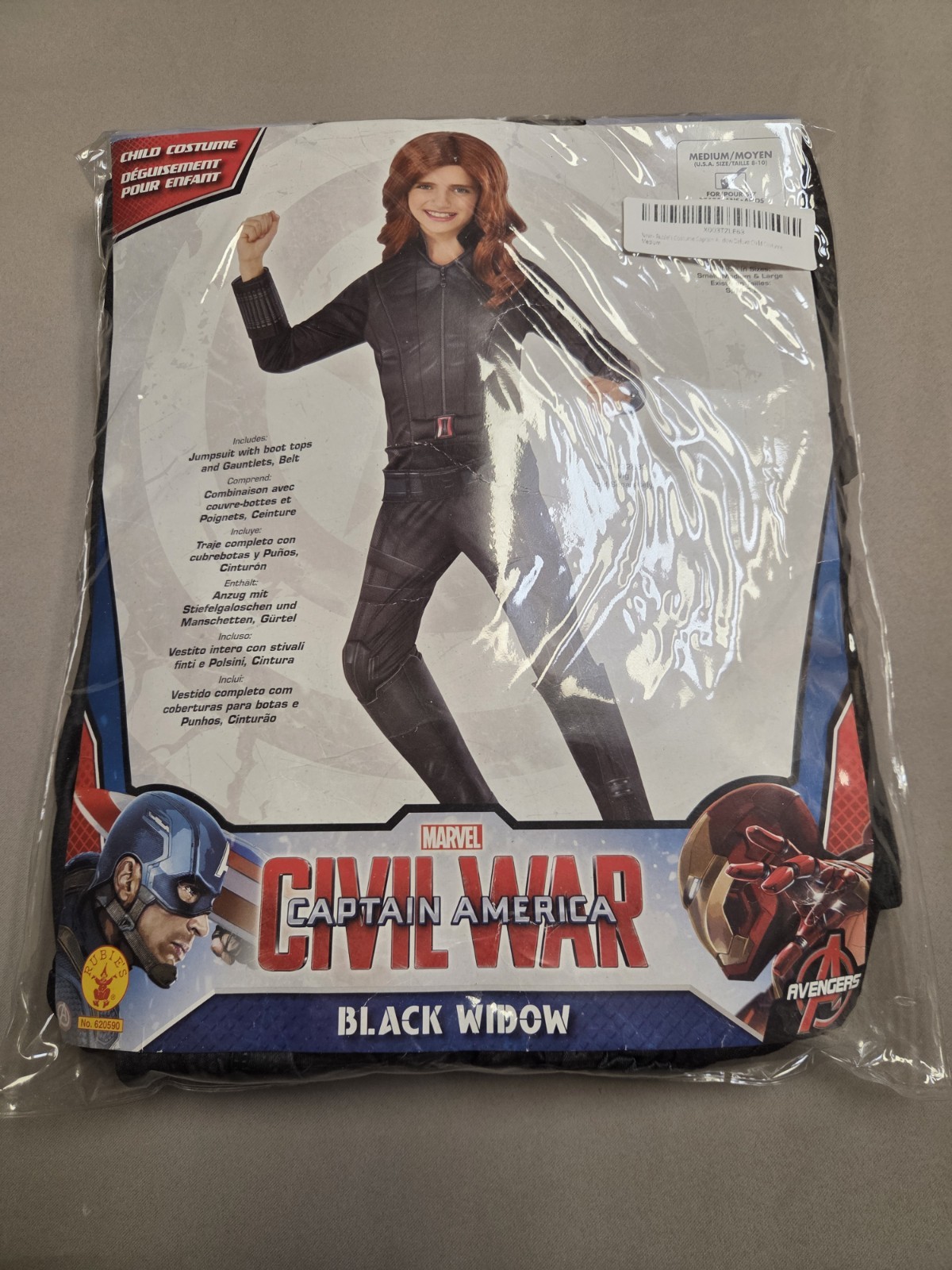 Marvel Captain America Civil War Black Widow Child Costume Medium 5-7 Rubies NIB