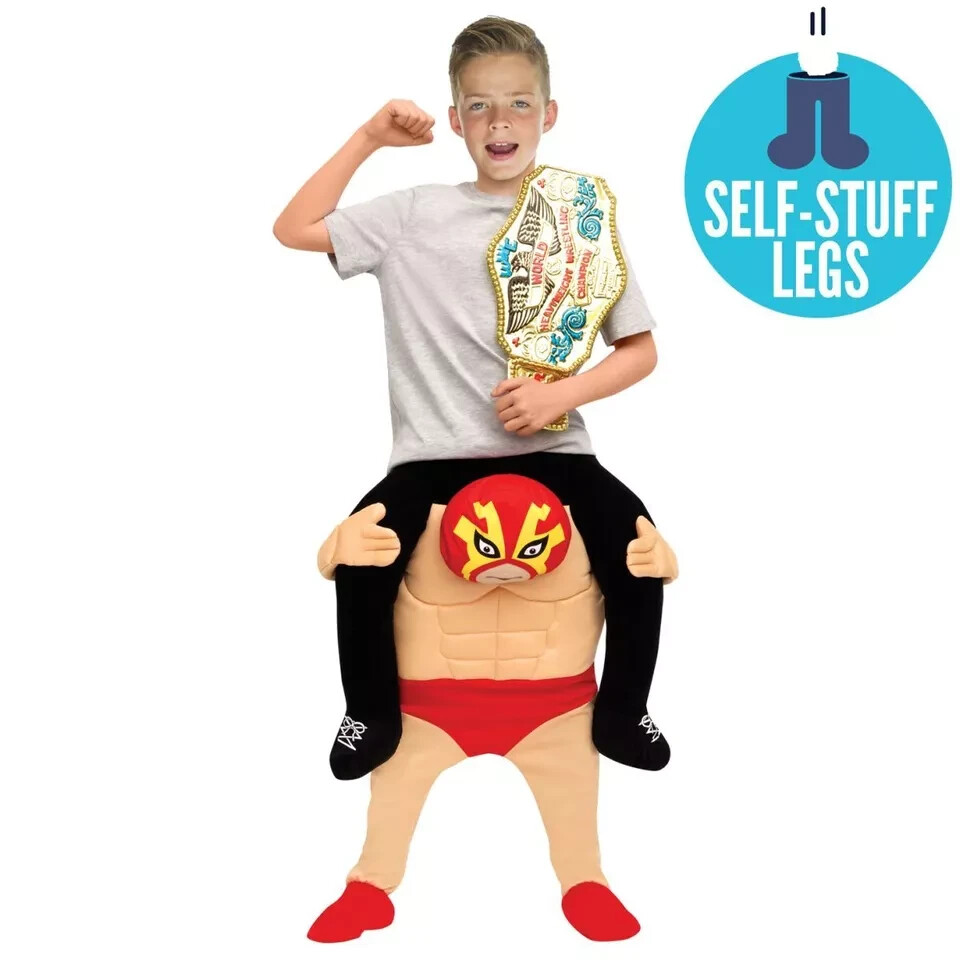 Kids Mexican Wrestler Piggyback Costume 6-12 yr Boys Wrestling Ride On Halloween