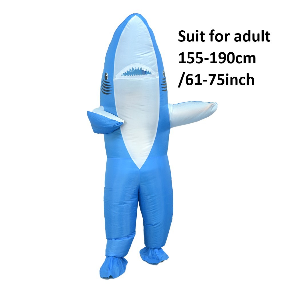 Inflatable Shark Costume Blue Adult Blow Up Funny Halloween Cosplay Party Outfit