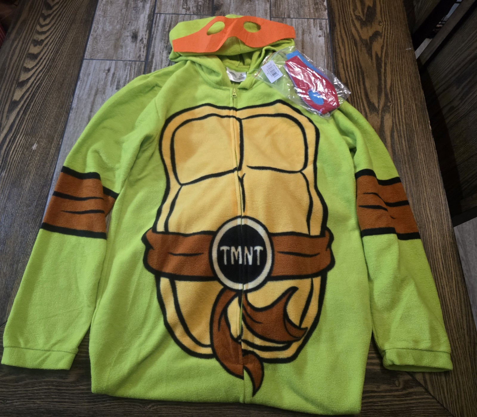 TMNT Adult Medium Costume Hoodie Pajama Fleece Cosplay w/4 Masks For Each Turtle