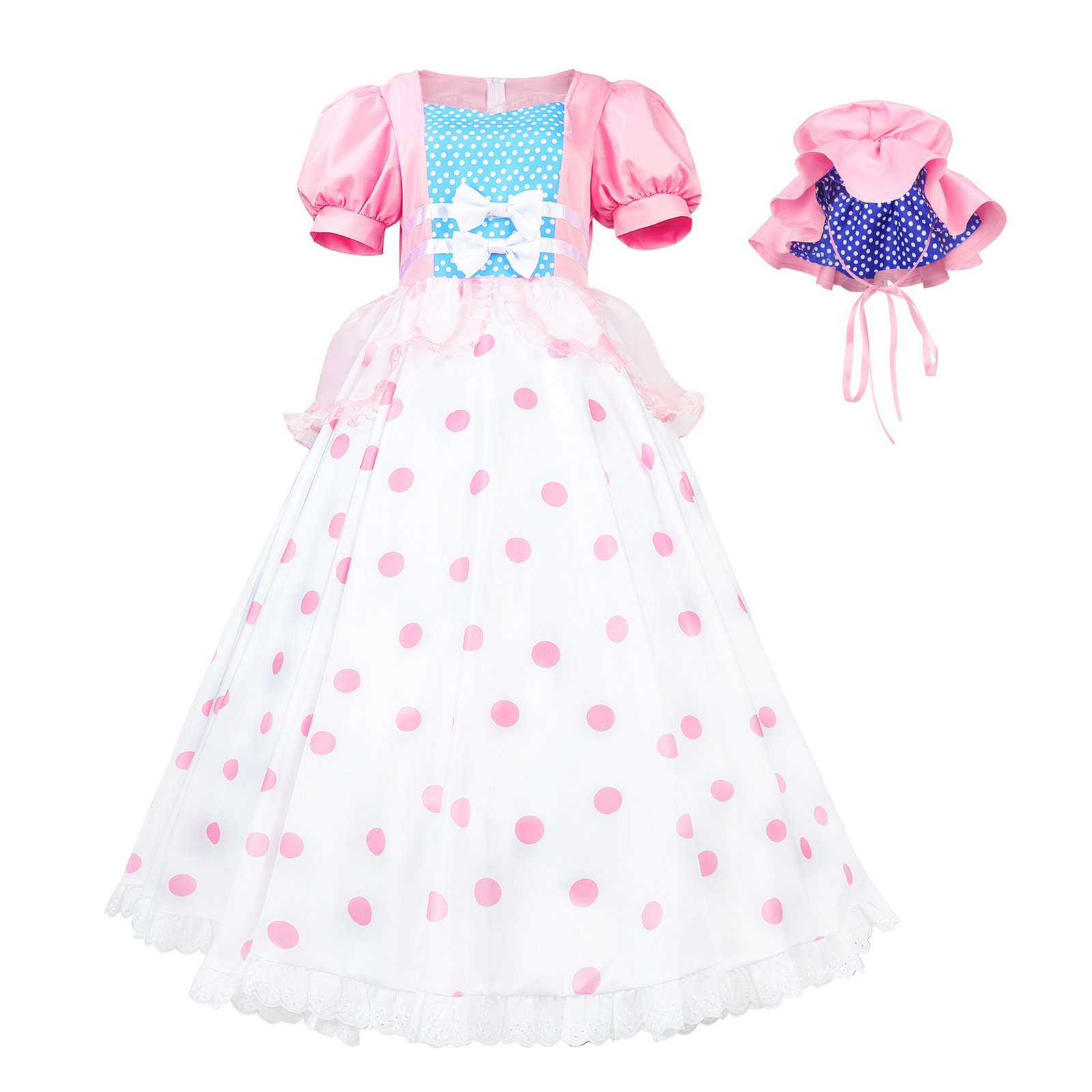 Cosplay Bo Peep Princess Dresses Hat Halloween Masquerade Costumes Full Set
