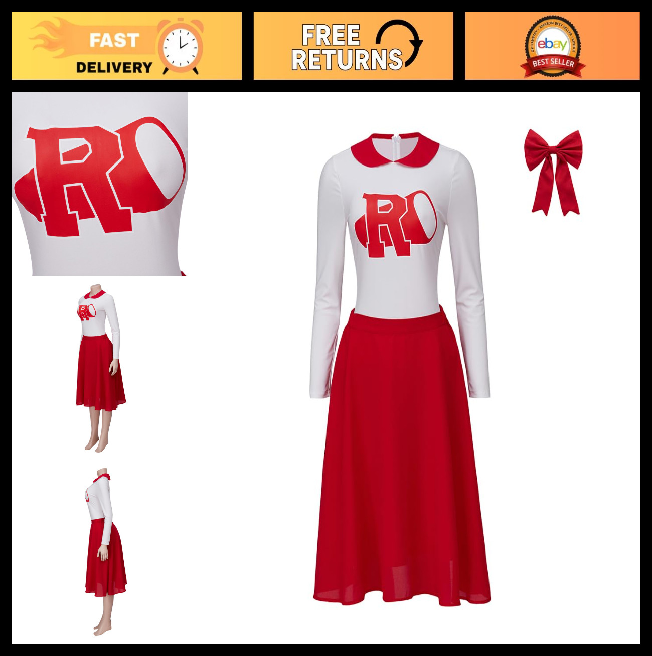 Pink Cheerleading Costume Dress for Women – Rydell High Cosplay Halloween Outfit