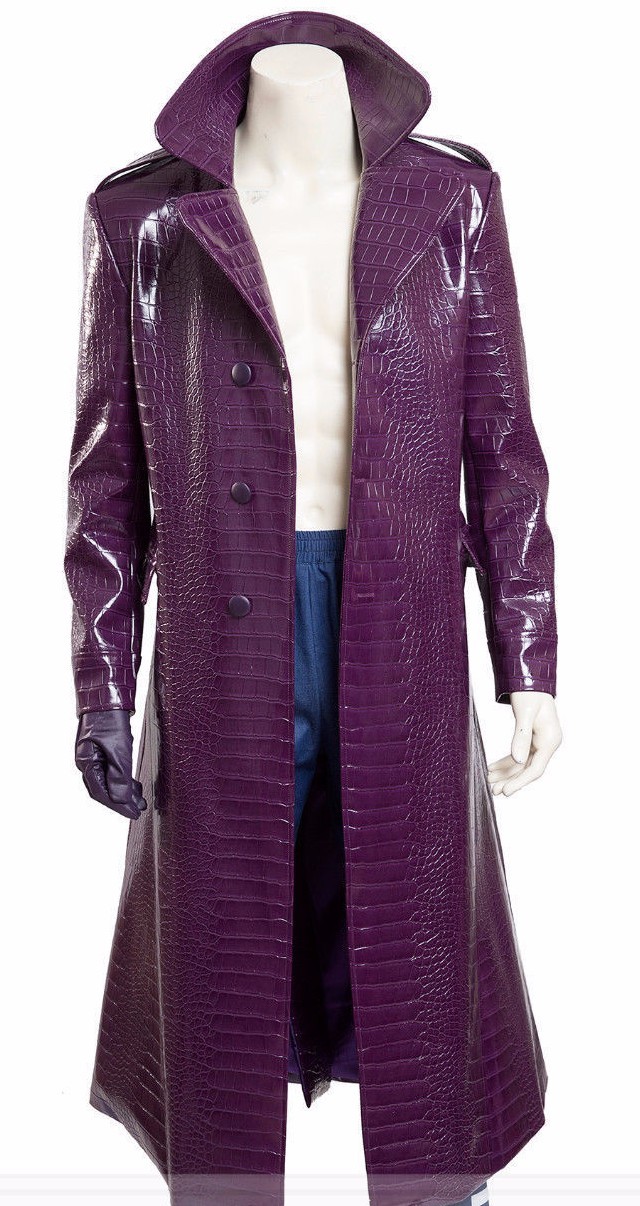 Joker Jared Leto Suicide Squad Halloween Purple Faux Leather Coat Fast Shipping