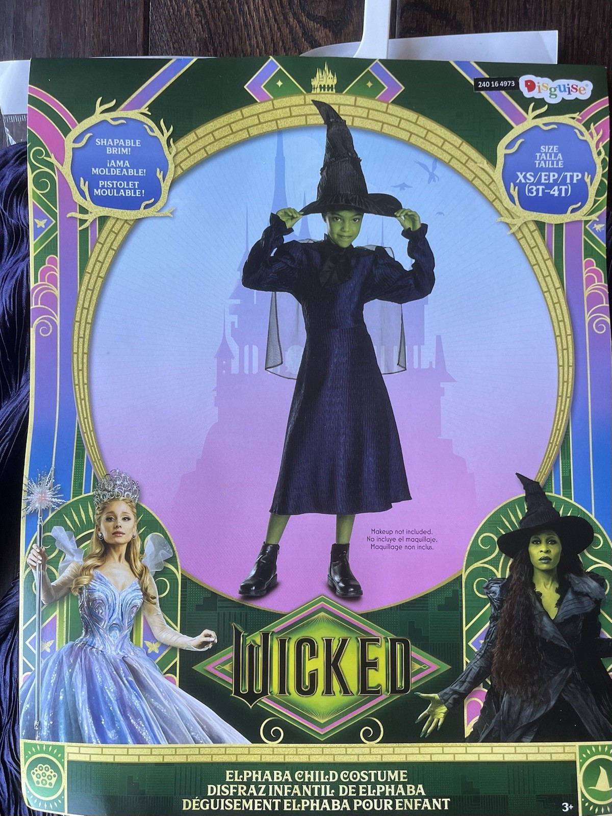 Disguise Wicked Elphaba Child Costume XS (3T-4T) Hat Shapable Brim