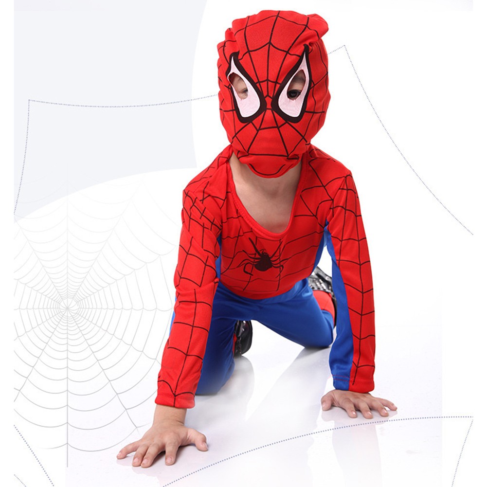 Kid SpiderMan Cosplay Costume Boys Tobey Maguire Outfit Jumpsuit Clothes 3-7Age