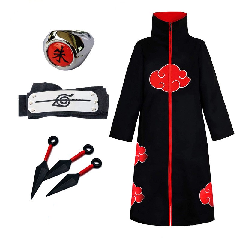 Akatsuki Robe Cloak Naruto Cosplay Costume Cape Itachi Uchiha Halloween