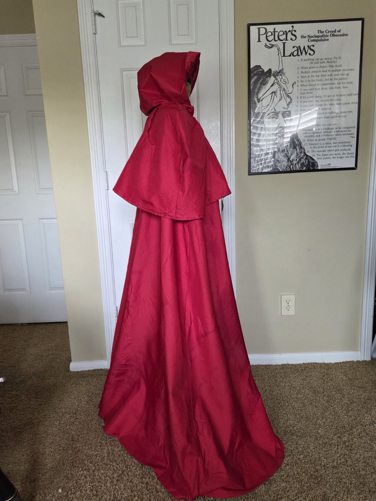 Handmade Red Cardinals Robe With Hood Rennaissance Costume One Size