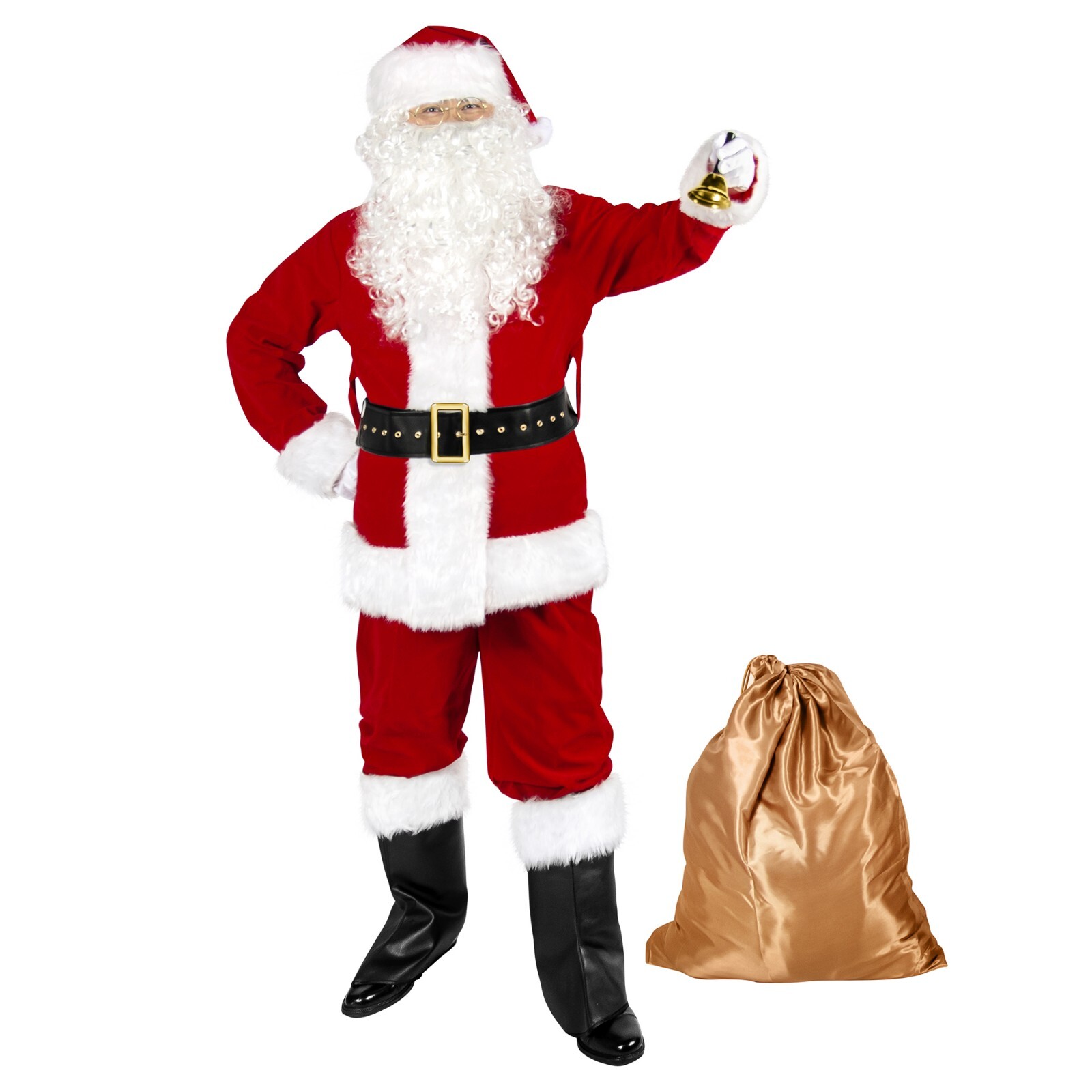 Men’s Deluxe Santa Suit 11pcs. Christmas Adult Santa Claus Costume Santa Outfit