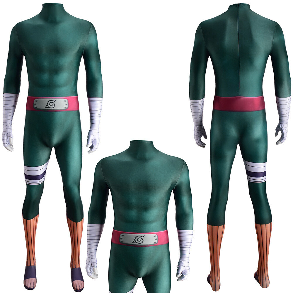 Anime Naruto Rock Lee & Might Guy Cosplay High-end Tight Suit Costume Halloween