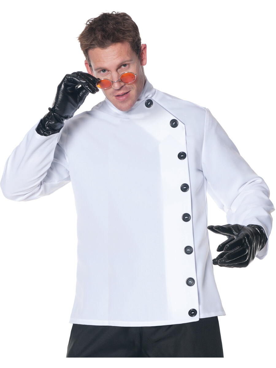 Men’s White Mad Scientist Button Front Costume Shirt