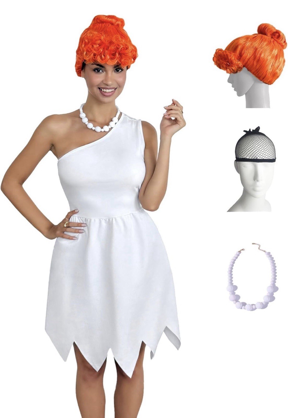 Wilma Flintstone Halloween Costume With Dress Necklace And Wig 🦴 Size Large New
