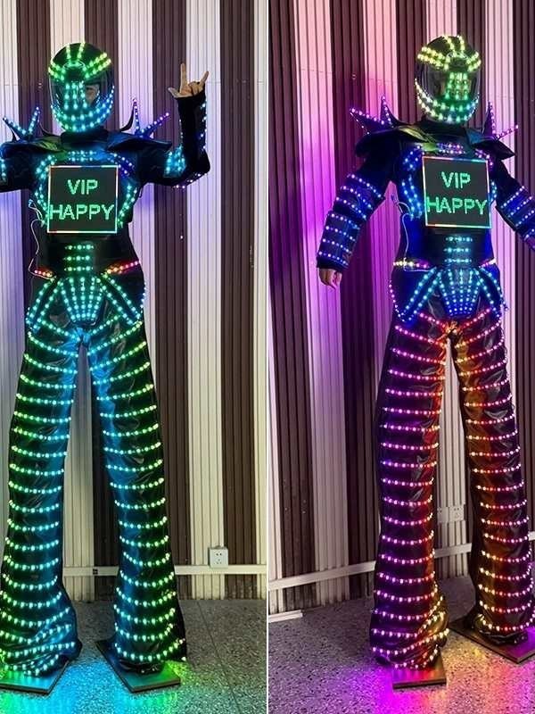 LED Nightclub Bar Colorful Changing Stilt Costume Controlled Luminous Suit Gift