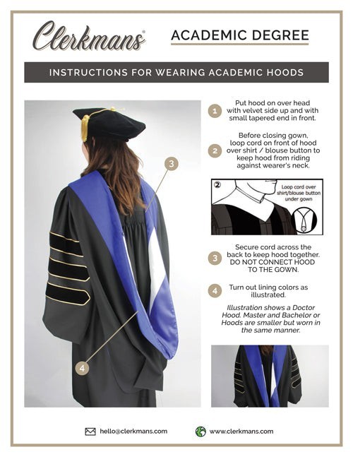 Phd Hood Dark Blue Velvet – Red & Gold