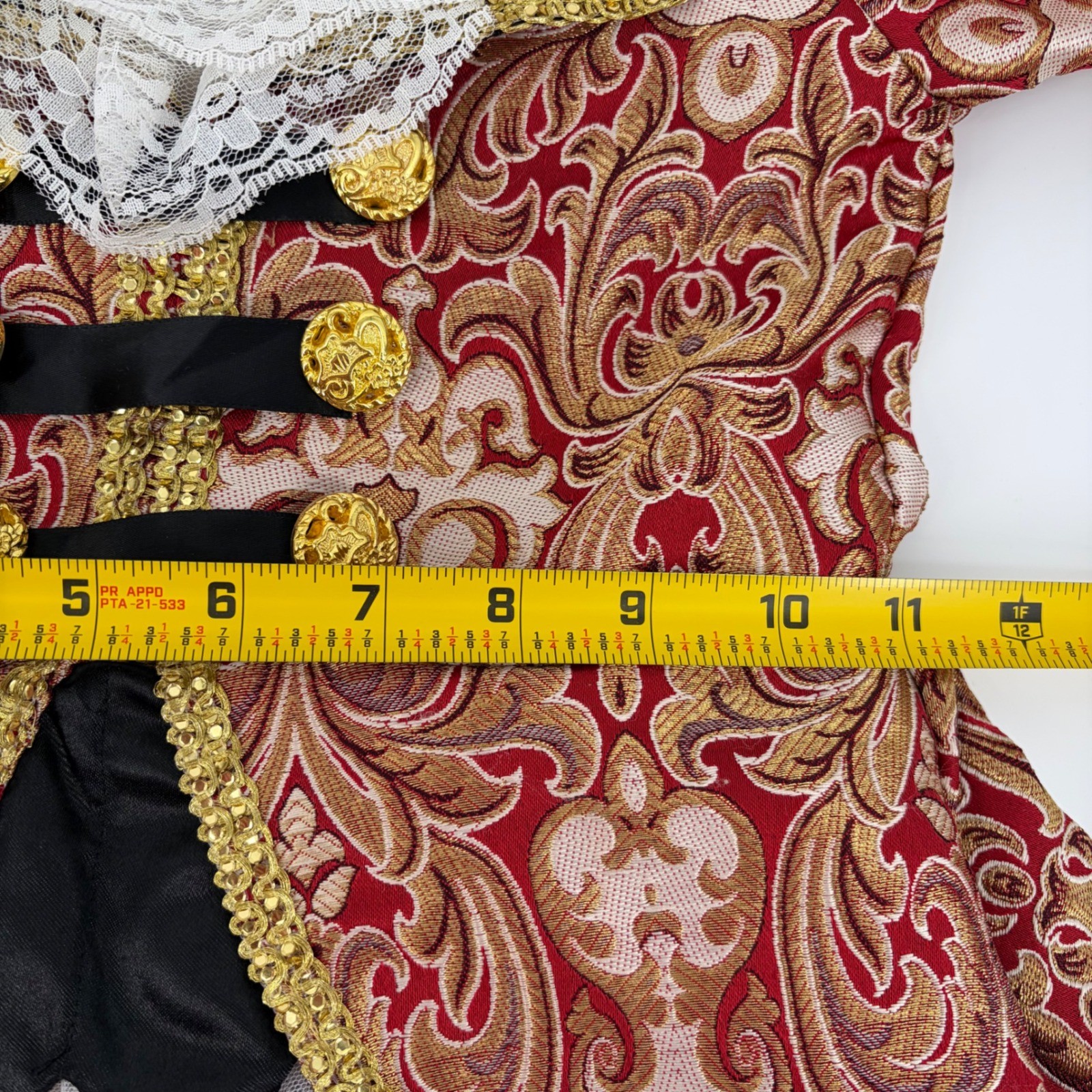 Chasing Fireflies Costume Jacket Boys Size 6 Red Gold Brocade Victorian Prince