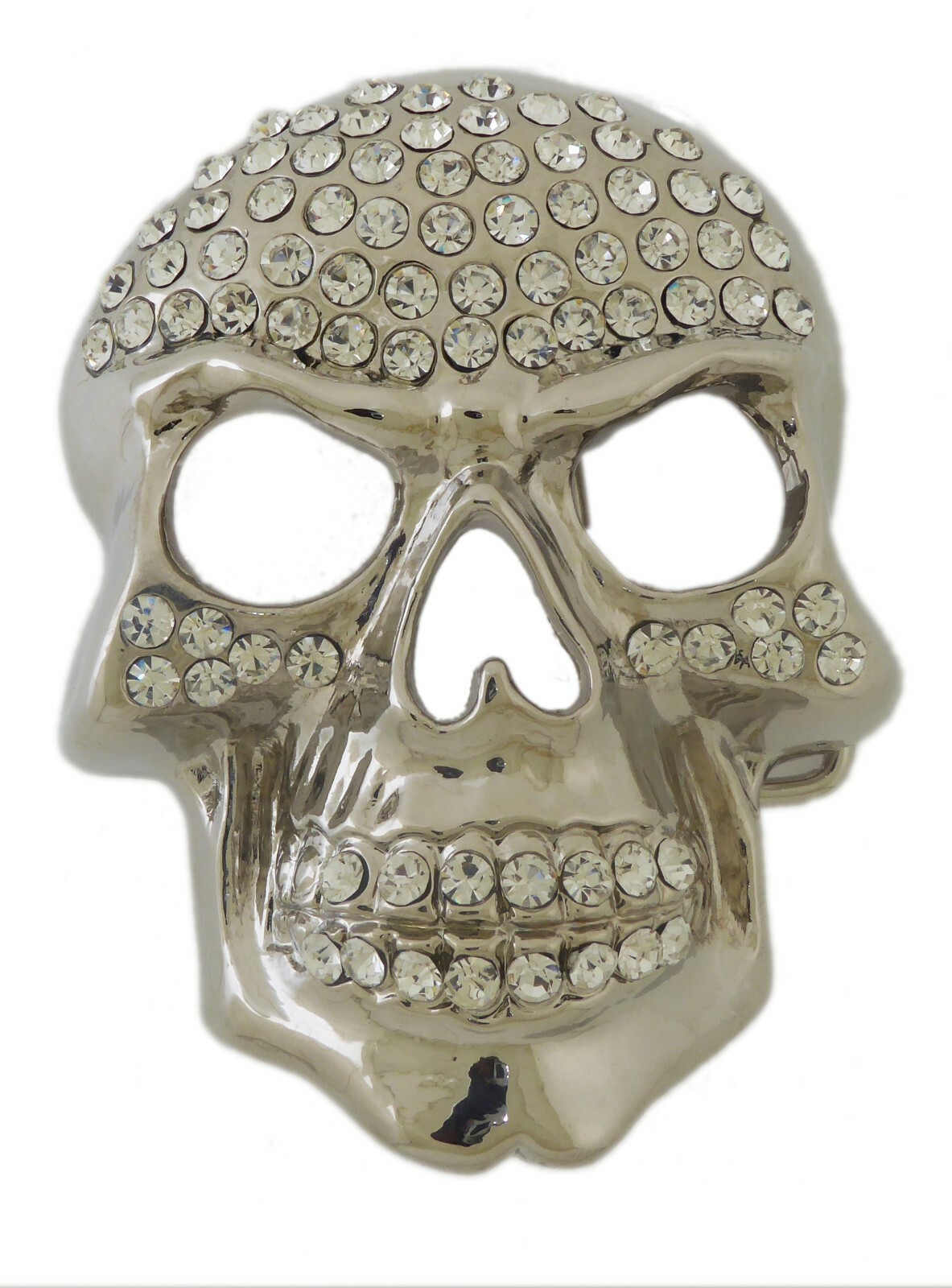 Skull Belt Buckle Men Women Bling Rhinestones Gold Silver Halloween Costume New