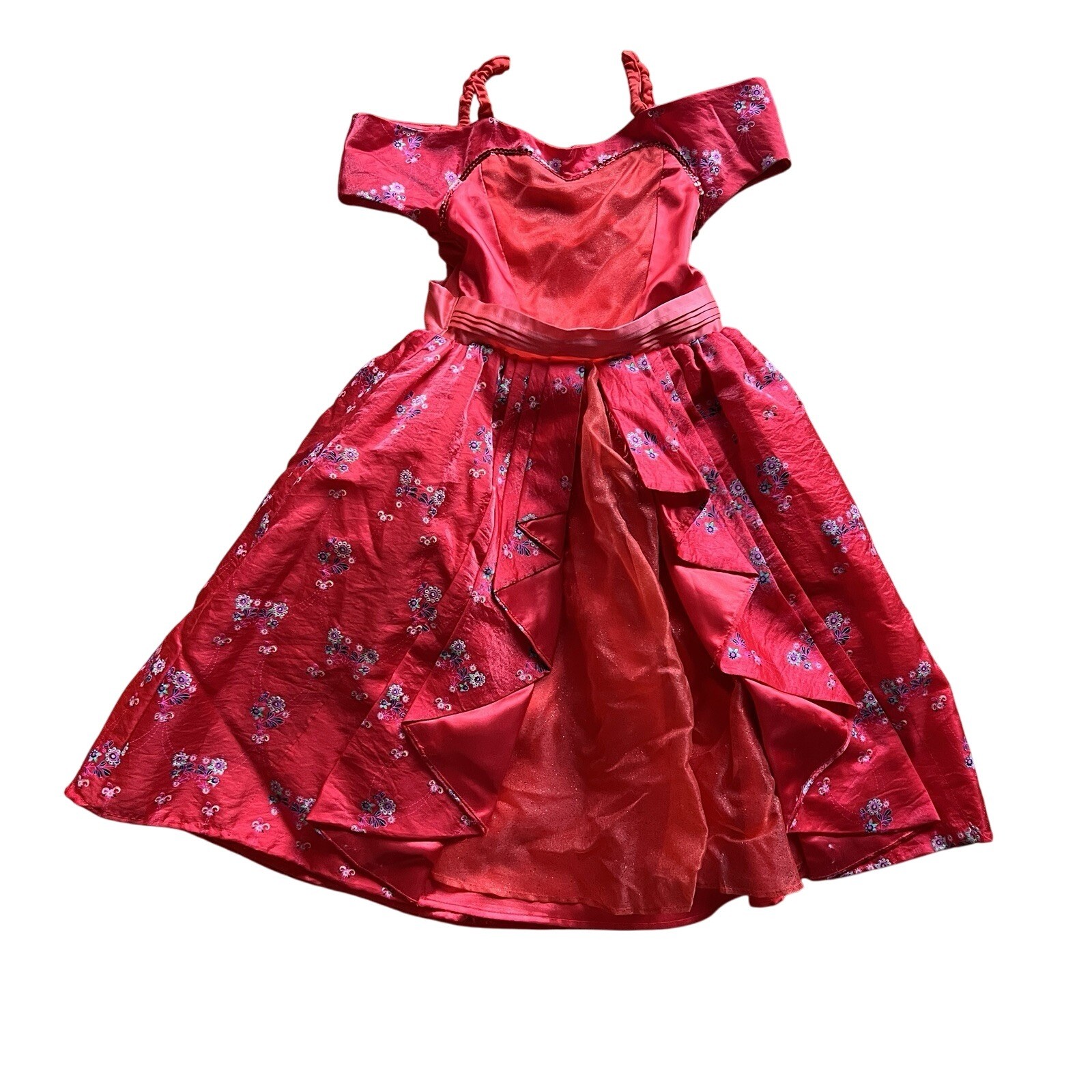 Disney Parks Elena of Avalor Costume Dress Red Floral Ruffle Girls Size 10A