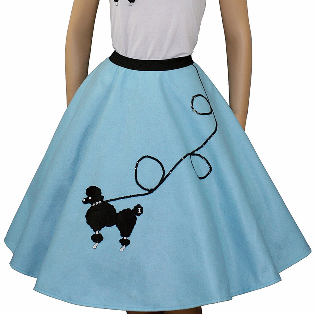 3-Pc Light Blue Poodle Skirt Outfit _ Adult Size XL-3XL _ Waist 40″- 48″