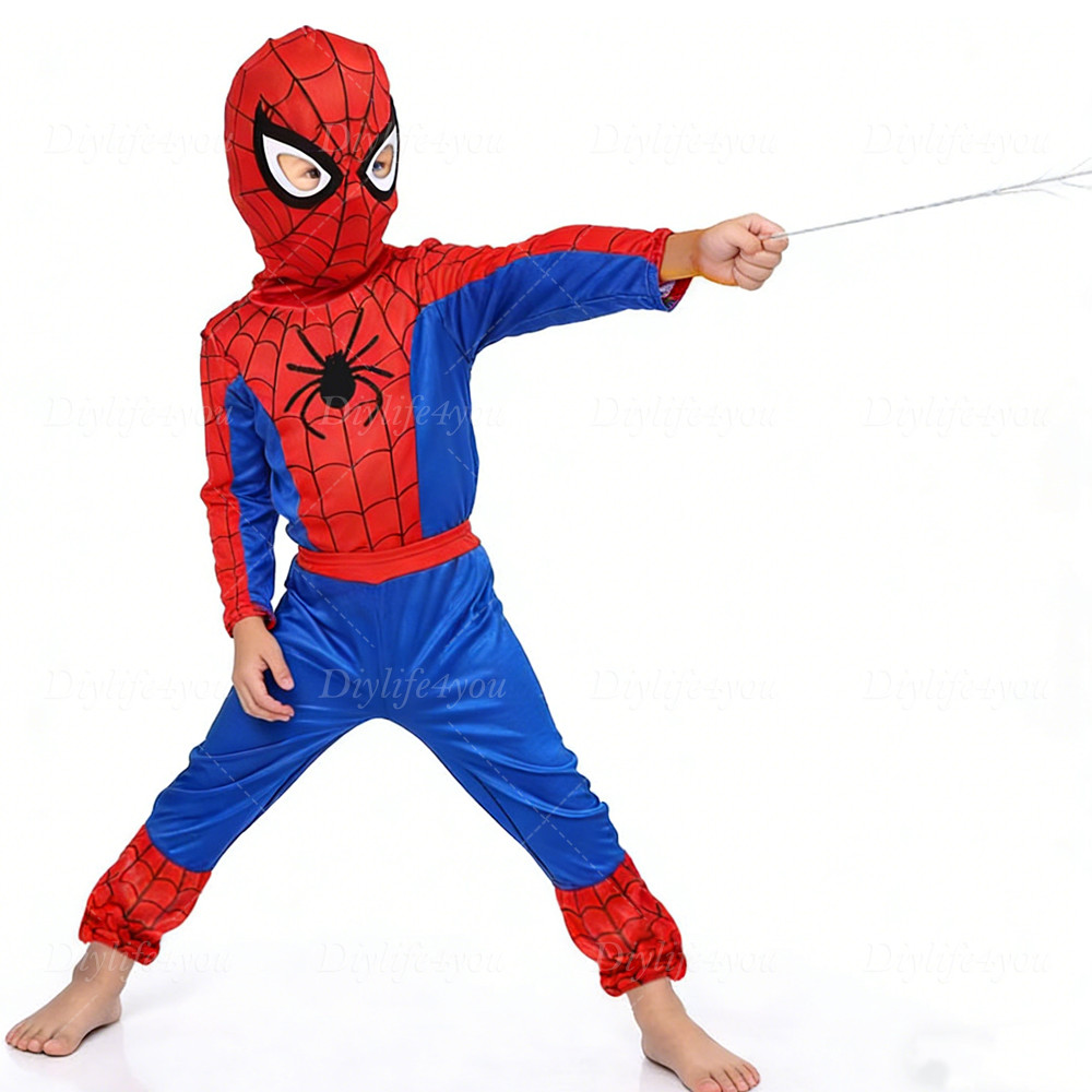 3-7Age Kids SpiderMan Cosplay Costume Boys Tobey Maguire Outfit Jumpsuit Clothes