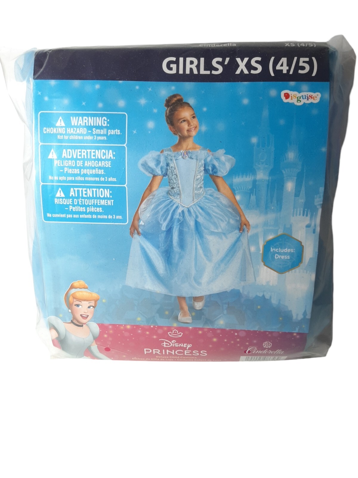 Disney Princess Cinderella Deluxe Child Costume By Disguise Size XS 4/5 NEW