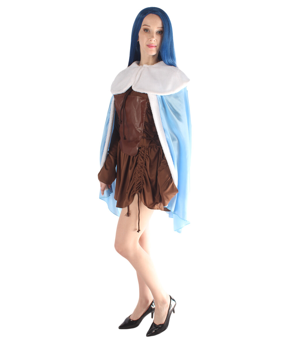 Adult Women’s Dress Blue Cape Cosplay Viking Vixen Sexy Warrior Costume HC-299