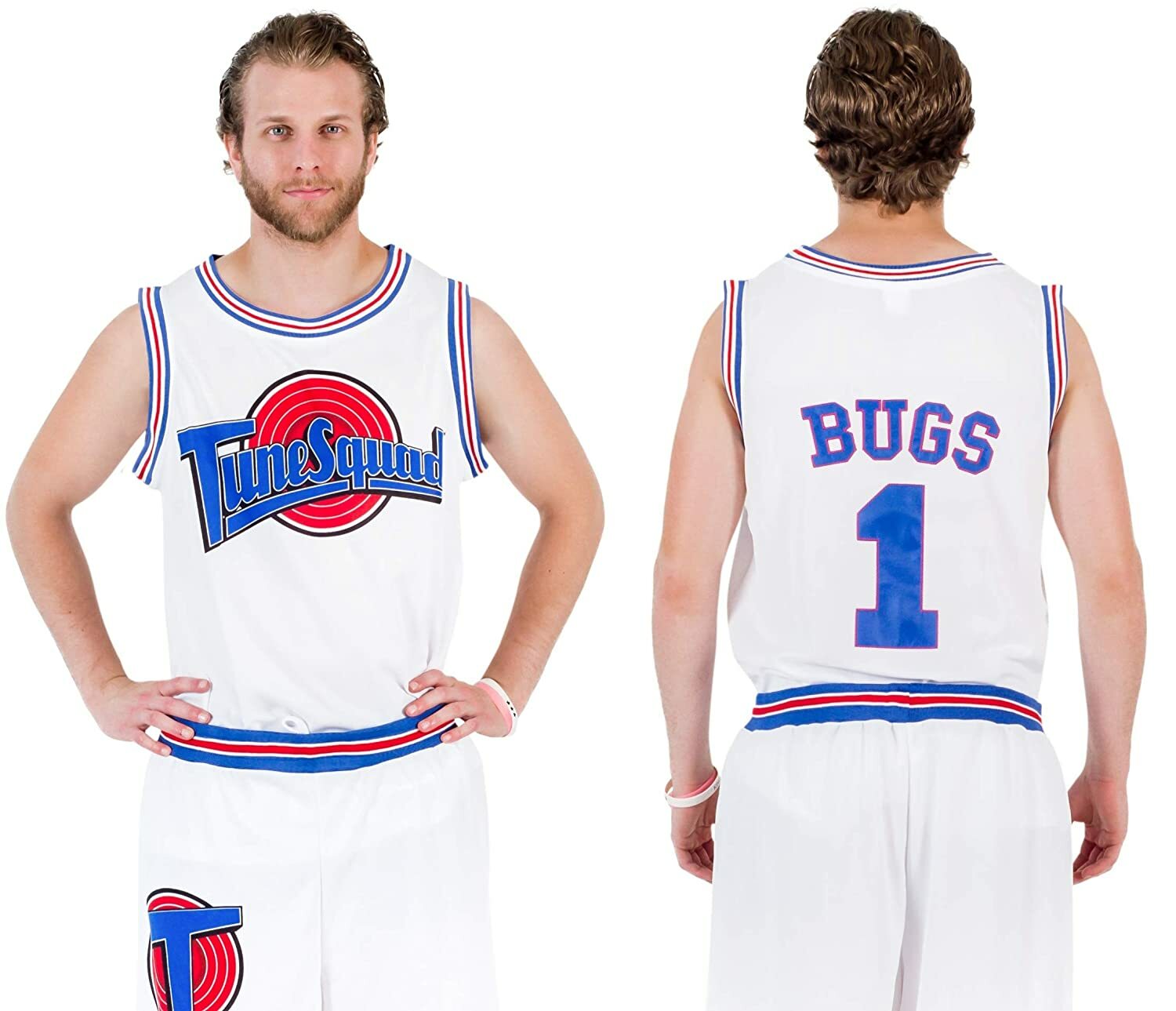 Space Jam Tune Squad Logo Bugs Bunny #1 White Basketball Jersey