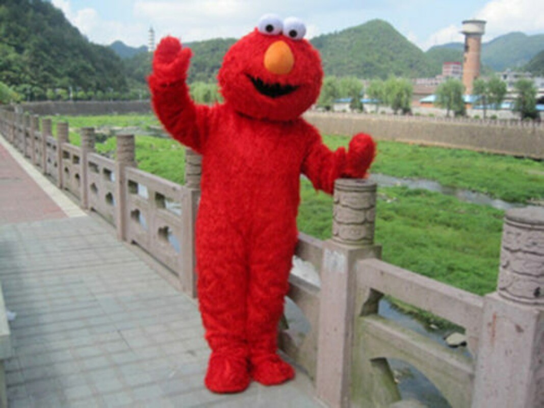 Red Sesame Street Elmo Monster Mascot Costume Suit Party Fancy Dress Adult