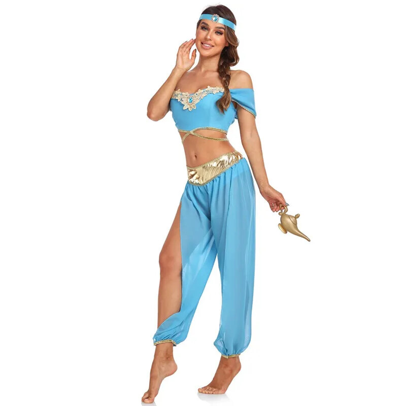 Sexy Adult Princess Jasmine Cosplay Costume Aladin and The Magic Lamp Suit