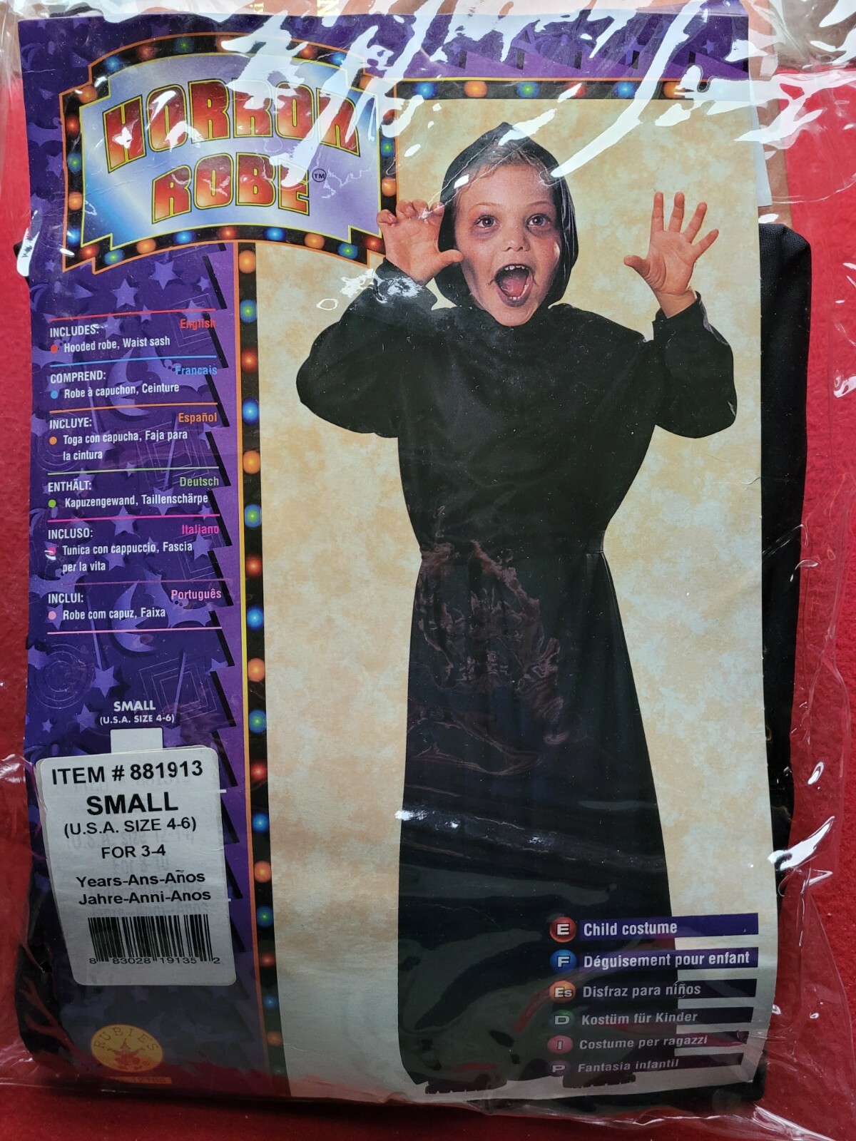 Children’s Halloween Horror Costume Robe Size 3-4