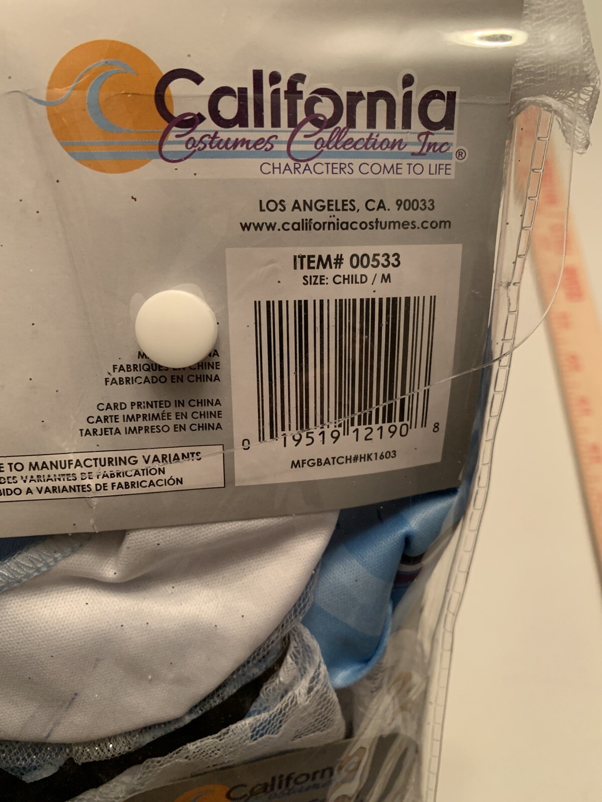 California Costumes Girls Deluxe Alice in Wonderland Blue White Costume Med 8-10