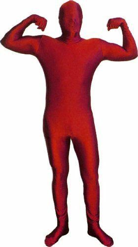 Burgundy Green Man Full Body Suit Spandex Zip Up Bodysuit Fancy Dress Costume