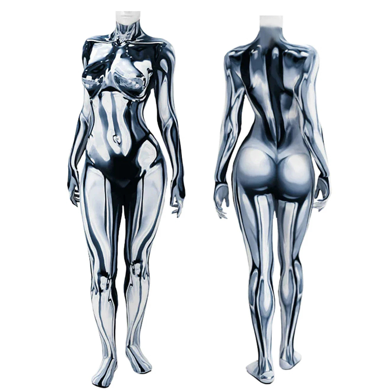Woman Silver Surfer Jumpsuit Cosplay Costume Bodysuit Suit Adult Kids Halloween