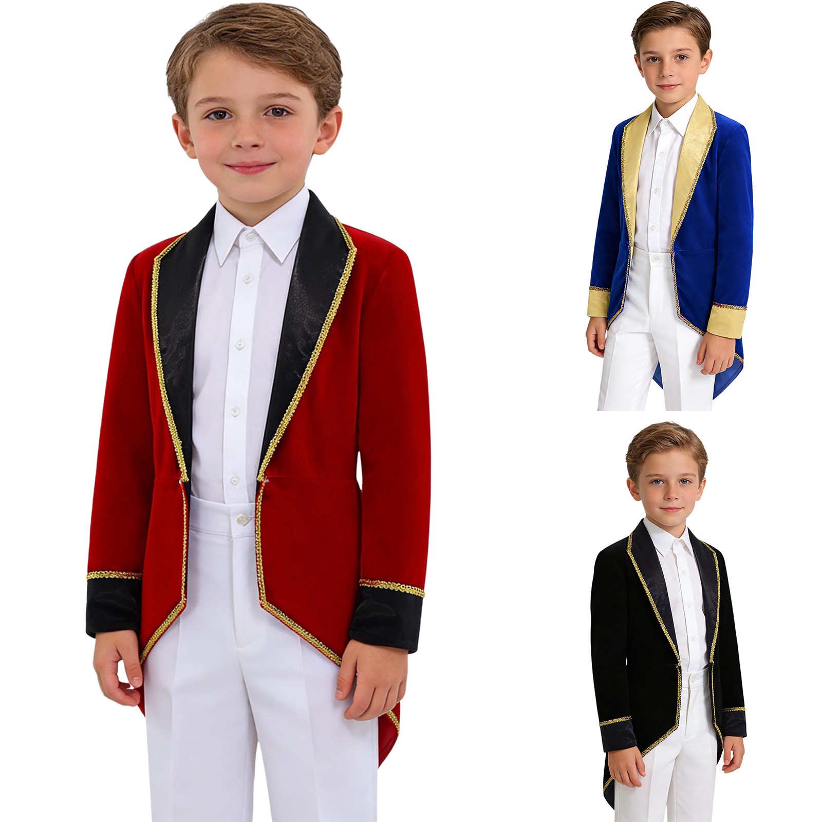 US Kids Circus Ringmaster Coats Tuxedo Jackets Halloween Prince Costume Cosplay