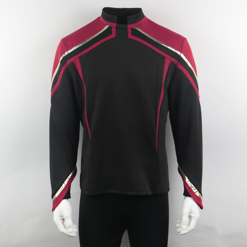 Cosplay Admiral JL Picard Red Gold Stripe Uniform Startfleet Men Shirts Costumes