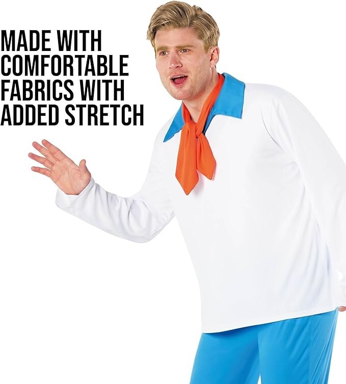 Men`s Fred Jones Costume Mystery Inc Leader Scooby Doo Detective Halloween