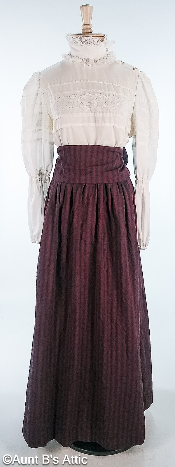 Victorian Era 3 Pc Stripe Skirt Sash & Bonnet Costume Set Asso. One Size Regular