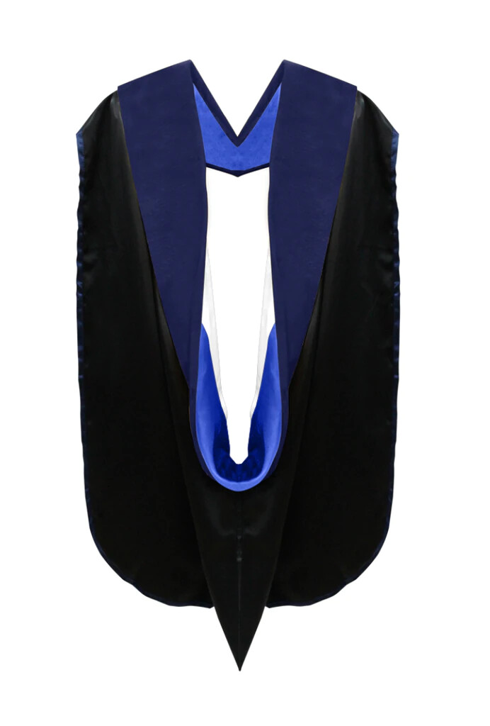 PhD Blue Doctoral Hood – Royal Blue & White