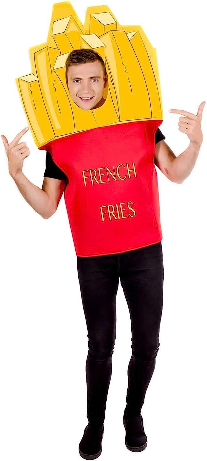 Men`s Women`s French Fries Costume Adult Funny Food Novelty Costume Halloween