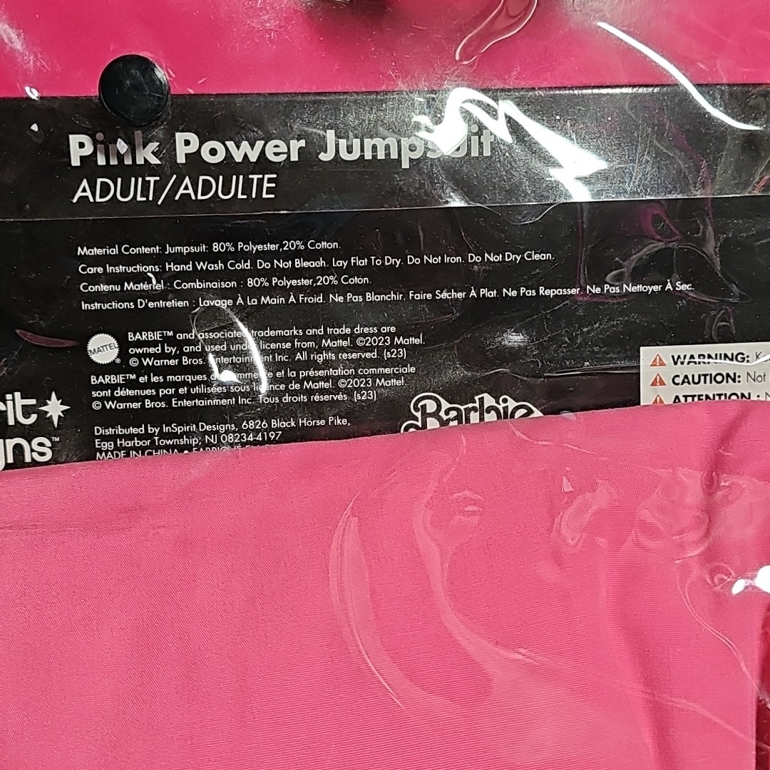 NIP ADULT LARGE 12/14 Barbie the Movie Pink Power Jumpsuit Costume