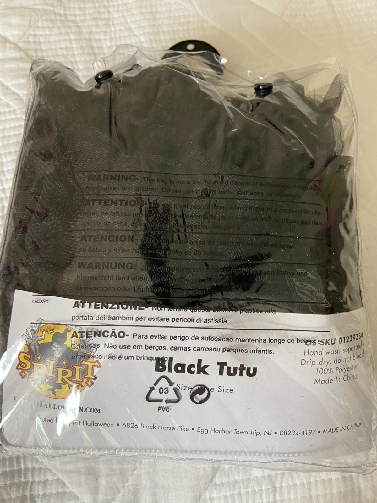 Spirit Halloween Black Tutu 100% Polyester Costume Party One size