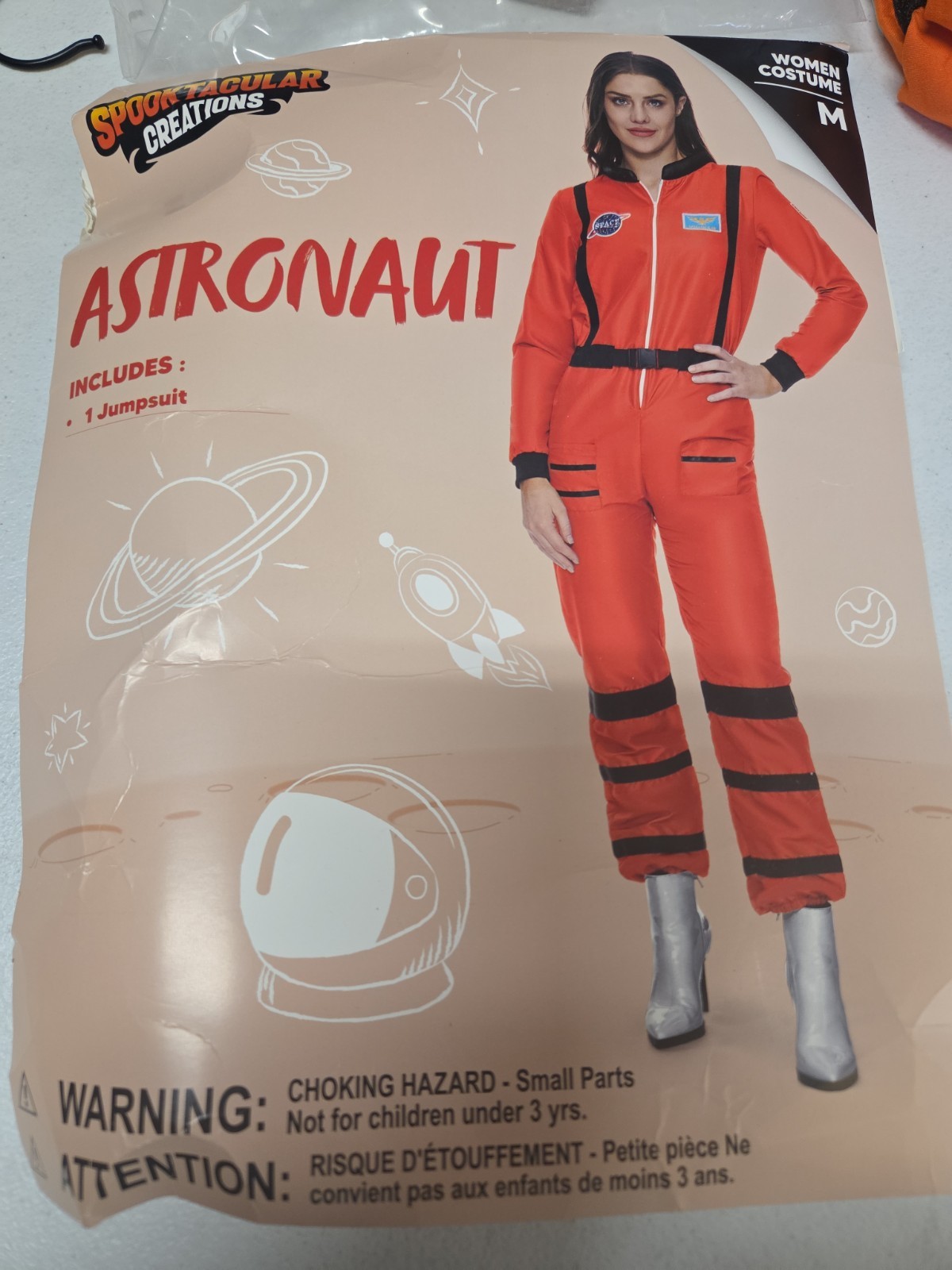Spooktacular Creations Astronaut Costume Women’s Medium Orange Space Jumpsuit