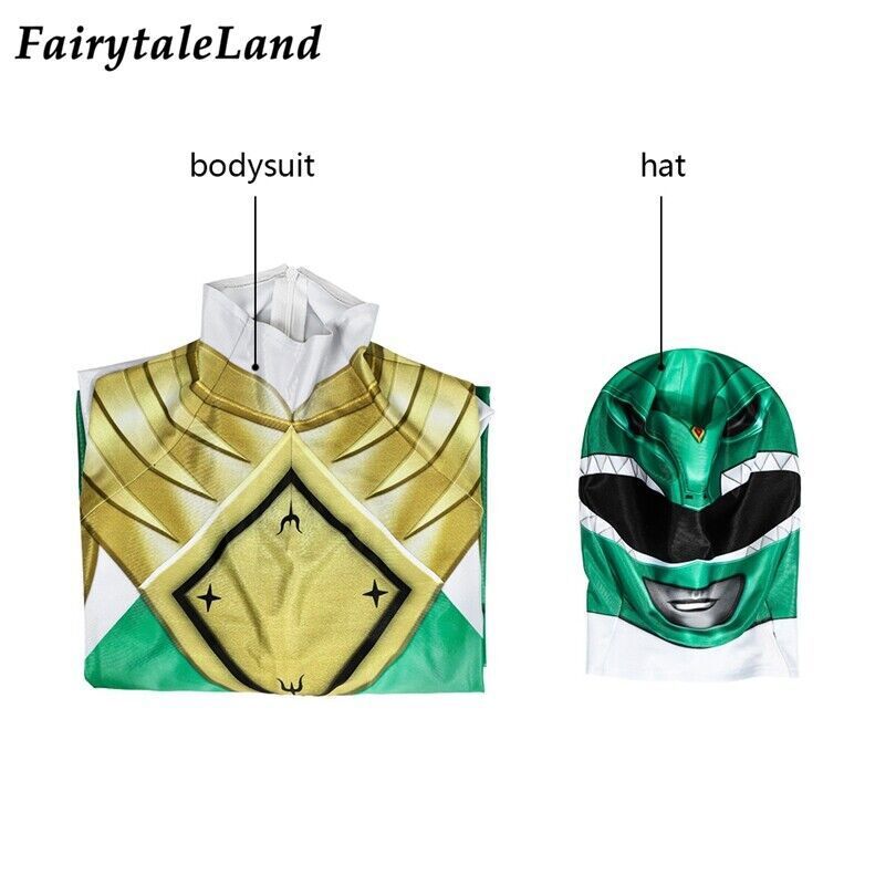 Dino Rangers Cosplay Outfit Green Ranger Uniform Kid Bodysuit Halloween