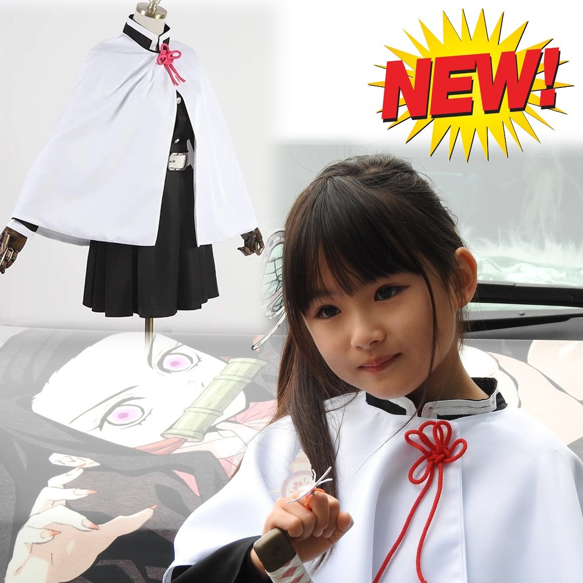 Childrens Kids Kanao Tsuyuri Demon Slayer Kimetsu no Yaiba Anime Cosplay Costume
