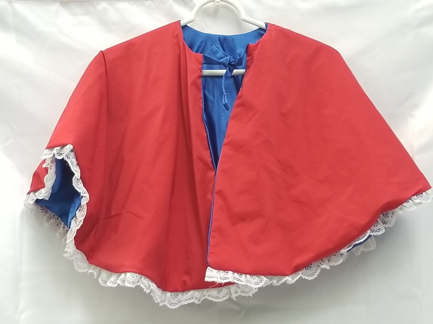 Girls Handmade Little Red Riding Hood Reversable Red & Blue Cape