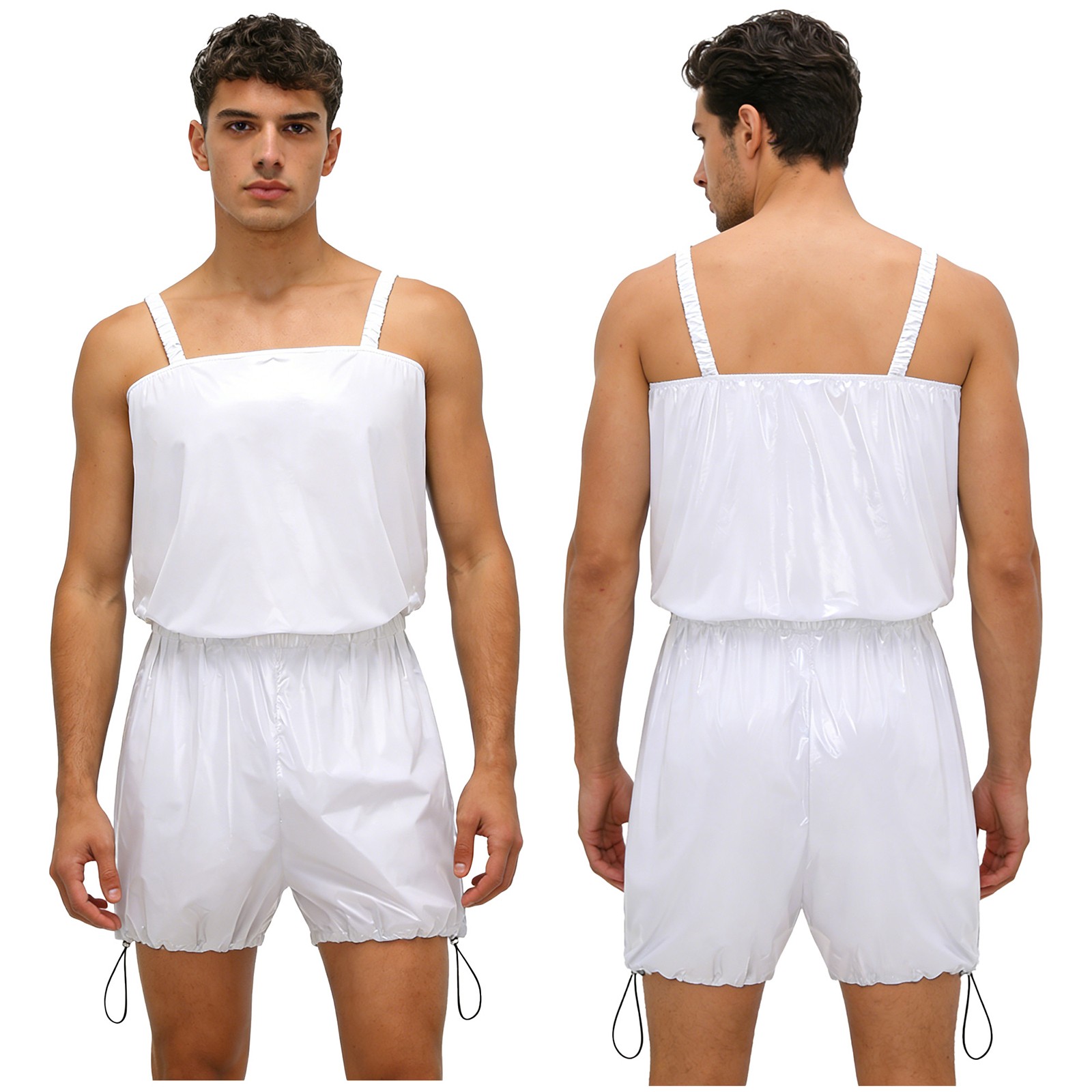 Men Women Bib Jumpsuit Reusable Plastic Panites Incontinence Bodysuit Leakproof